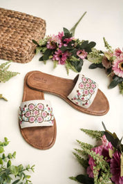 Handmade Floral Embroidered Women’s Slide Sandals