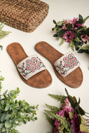 Handmade Floral Embroidered Women’s Slide Sandals