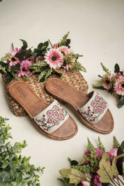 Handmade Floral Embroidered Women’s Slide Sandals