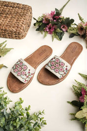 Handmade Floral Embroidered Women’s Slide Sandals